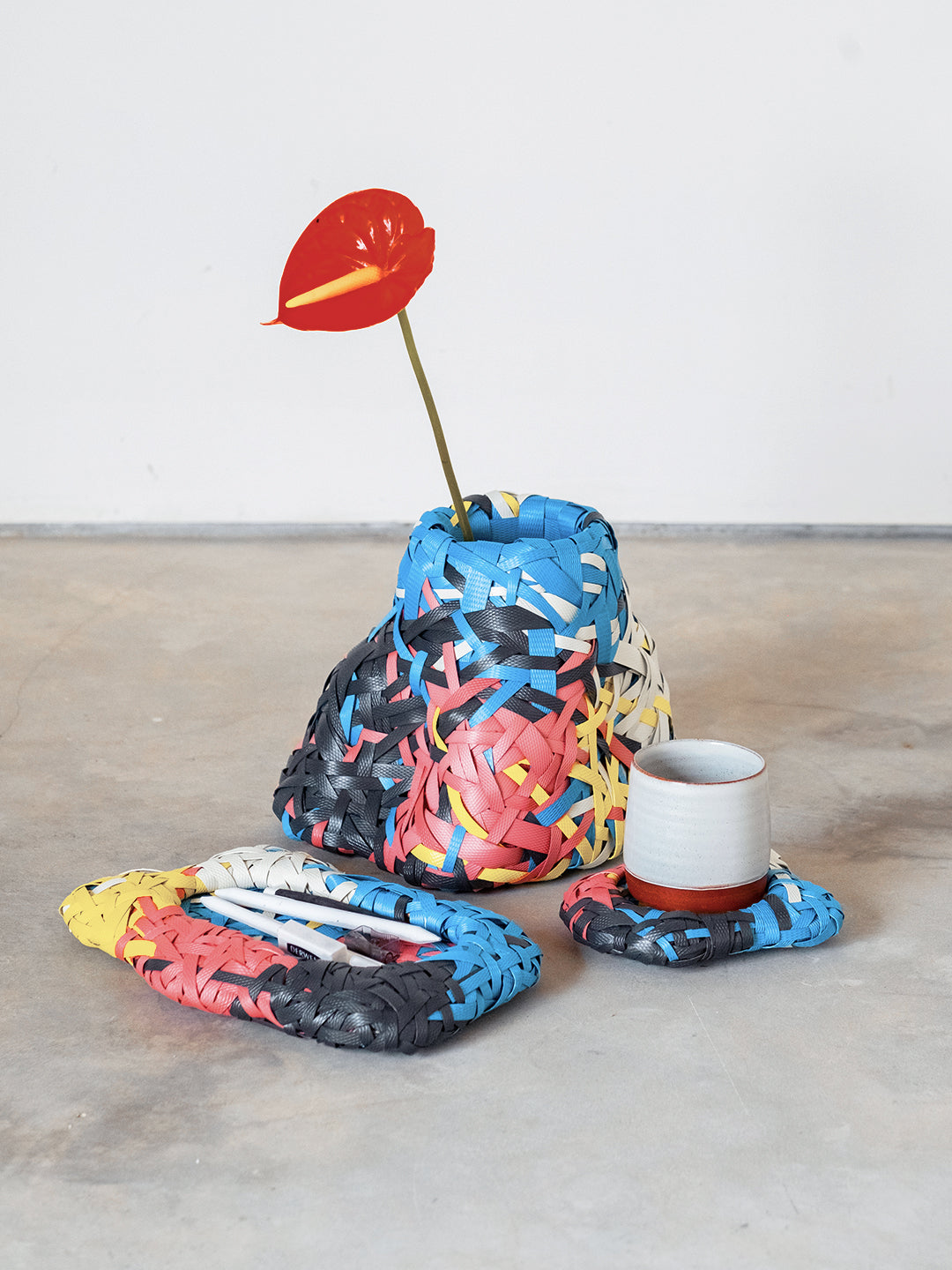 Recycled Plastic Woven Ecology Coaster Multicolour