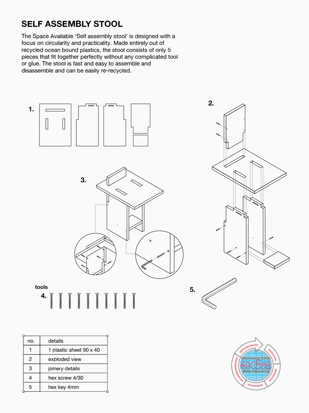 Self-Assembly Stool Orange