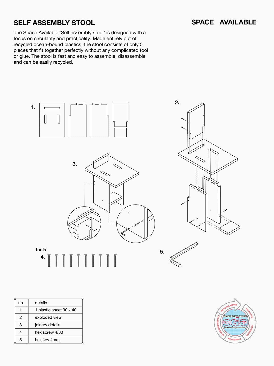 Self-Assembly Stool Multicolour